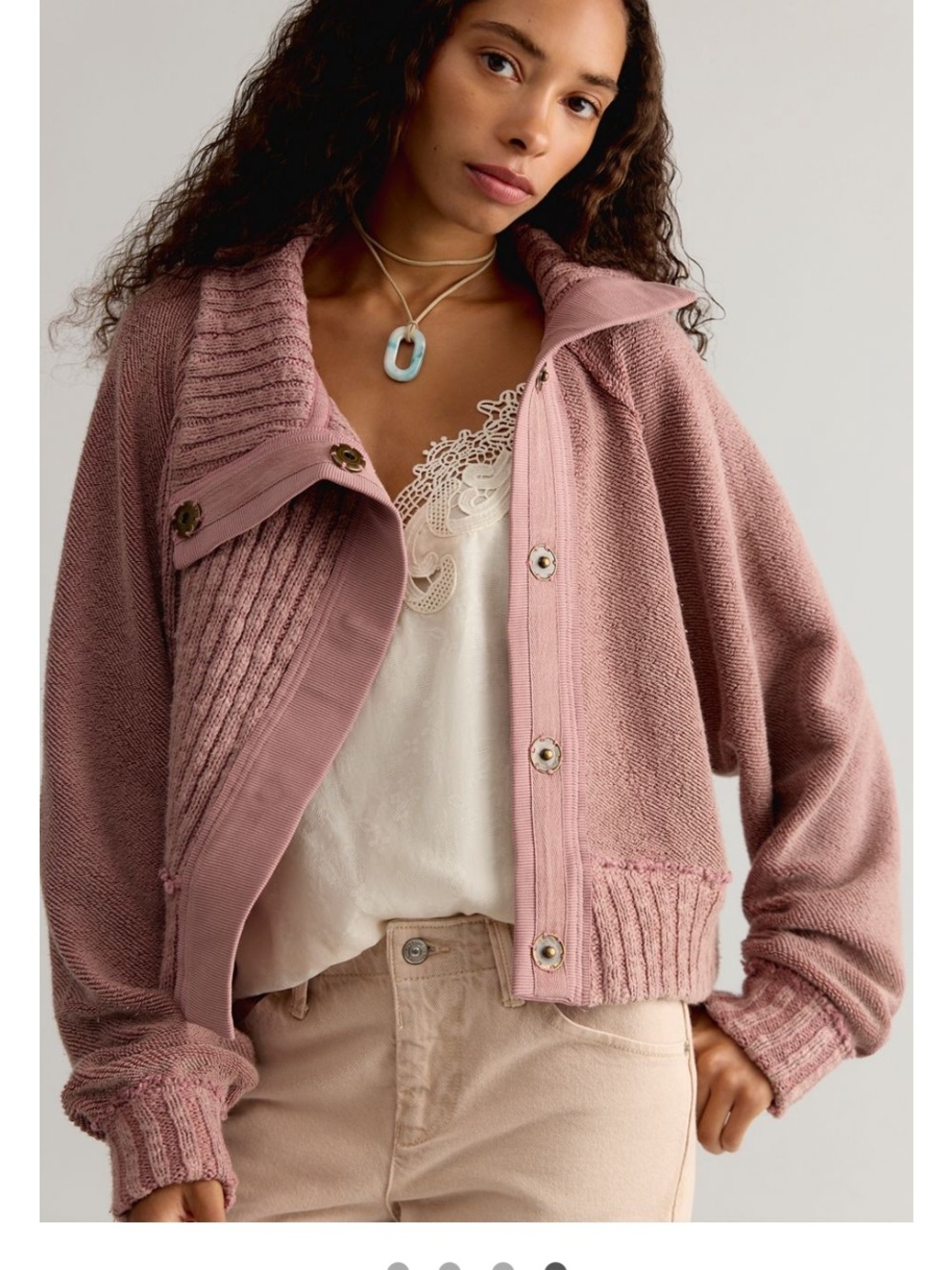 Nwt We The Free People Annie Cozy Funnel Neck Cardigan S defect